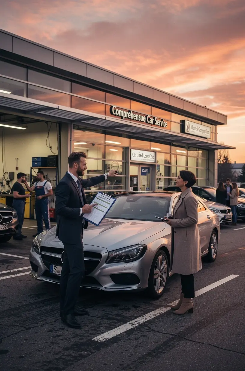Modern ausgestattete Autowerkstatt mit Hebebühne und mehreren Fahrzeugen in Wartung.